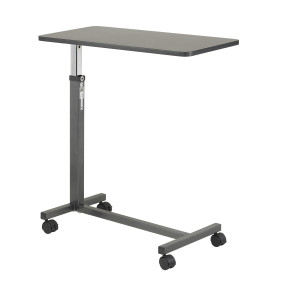 Drive Non-Tilt Overbed Table, Silver Vein Base and Mast, Walnut Top