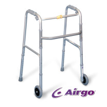 Airgo®Folding Walker, 5" wheels & opt. glide tips, small adult, Silver