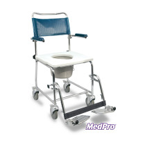 MedPro® Euro Commode, lift-up arms, 4 locking casters
