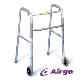 Airgo®Folding Walker, 5" wheels & opt. glide tips, small adult, Silver