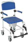  Aluminum Rehab Shower Commode Chair with Two Rear-locking Casters with 5" Casters