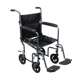 Deluxe Fly-Weight Aluminum Transport Chair in Removable Casters
