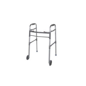 Two Button Folding Universal Walker with 5" Wheels