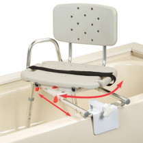 Tub Mount Sliding Transfer Bench with Swivel Seat and Back