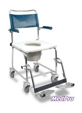 MedPro® Euro Commode, lift-up arms, 4 locking casters, 19.5" clearance, I.C. Friendly