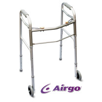 Airgo®Two-Touch Folding Walker w/ 5" wheels, adult, Silver