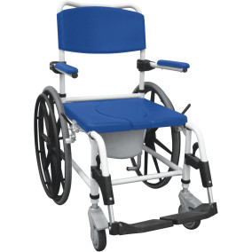 Aluminum Rehab Shower Commode Chair with 24" Rear Wheels