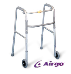 Airgo®Folding Walker, 5" wheels & opt. glide tips, small adult, Silver