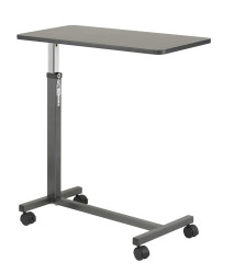 Drive Non-Tilt Overbed Table, Silver Vein Base and Mast, Walnut Top